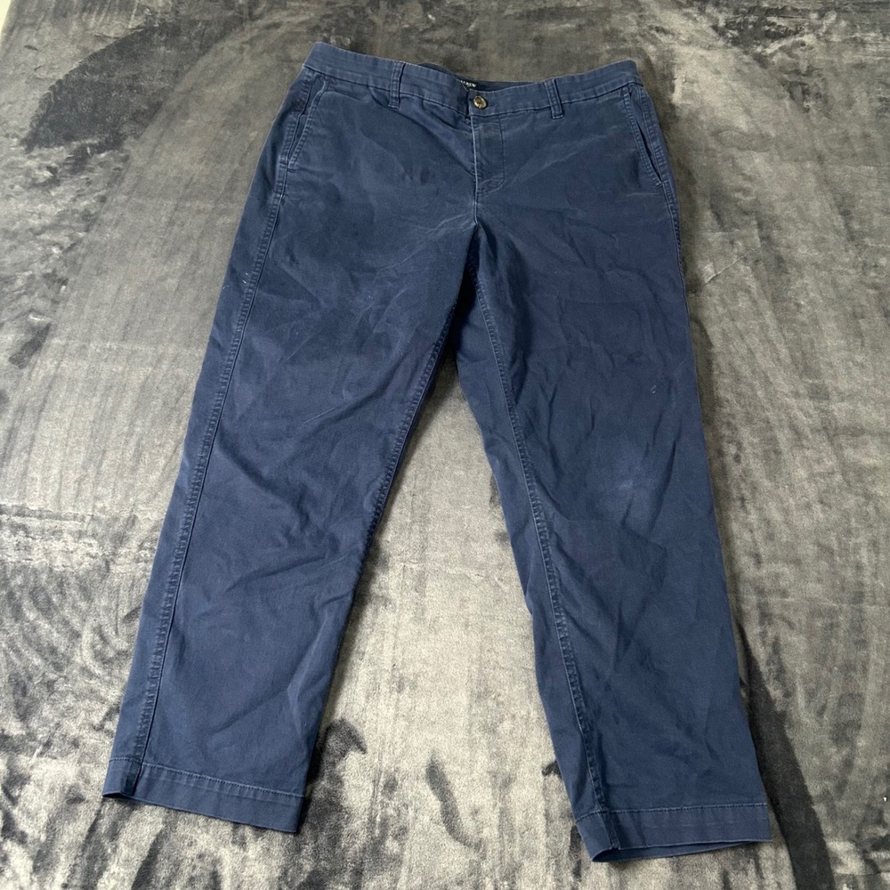 J.Crew‎ Chino Pants Womens 14 Navy Blue Straight Leg Cotton Twill Trousers